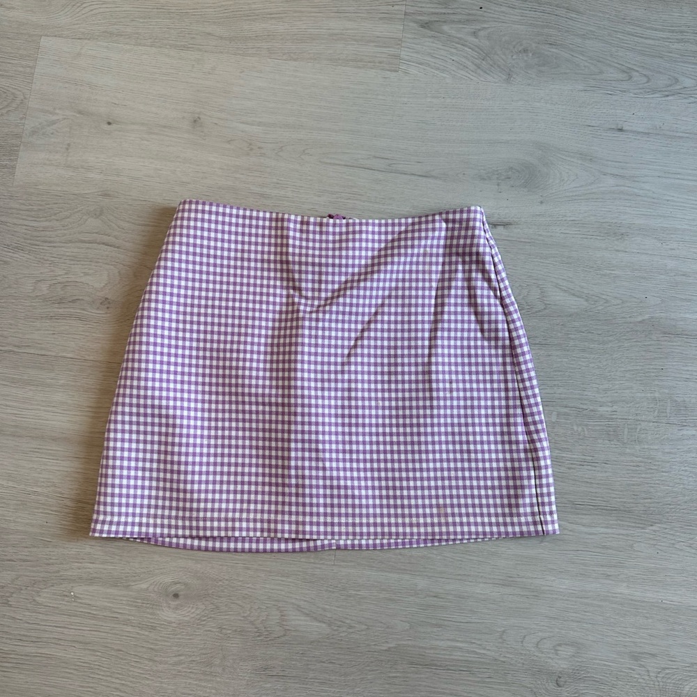 Purple gingham mini skirt